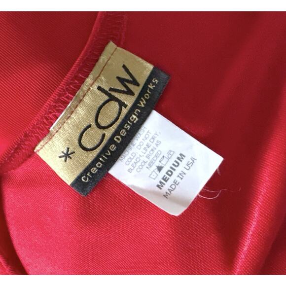 CREATIVE DESIGN WORKS CDW Womens Size Medium Red 3/4 Sleeve Slinky Shirt Top - Picture 6 of 6